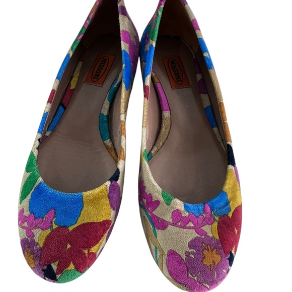 MISSONI Multicolor Velvet Multi Color Ballet Flats Floral Pattern Size 39 9 - Picture 4 of 12
